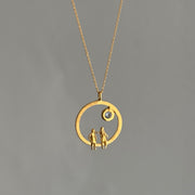 Gold Plated Silver Necklace with Aquamarine "All Around Us"
