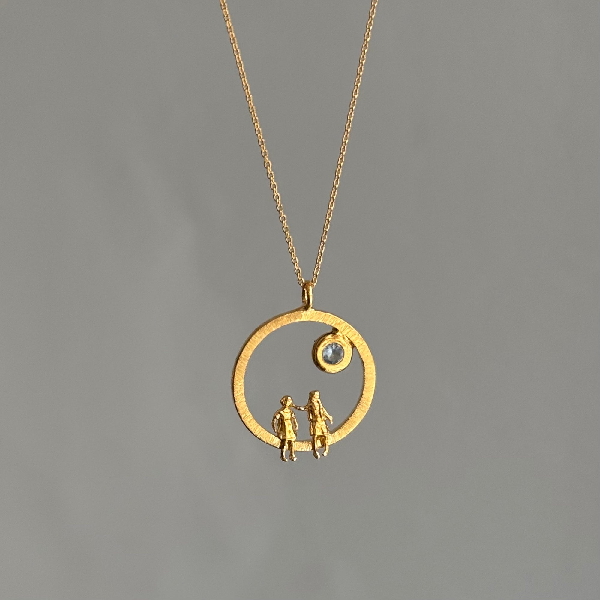 Gold Plated Silver Necklace with Aquamarine "All Around Us"