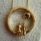 Gold Plated Silver Necklace with Sapphire "All Around Us"
