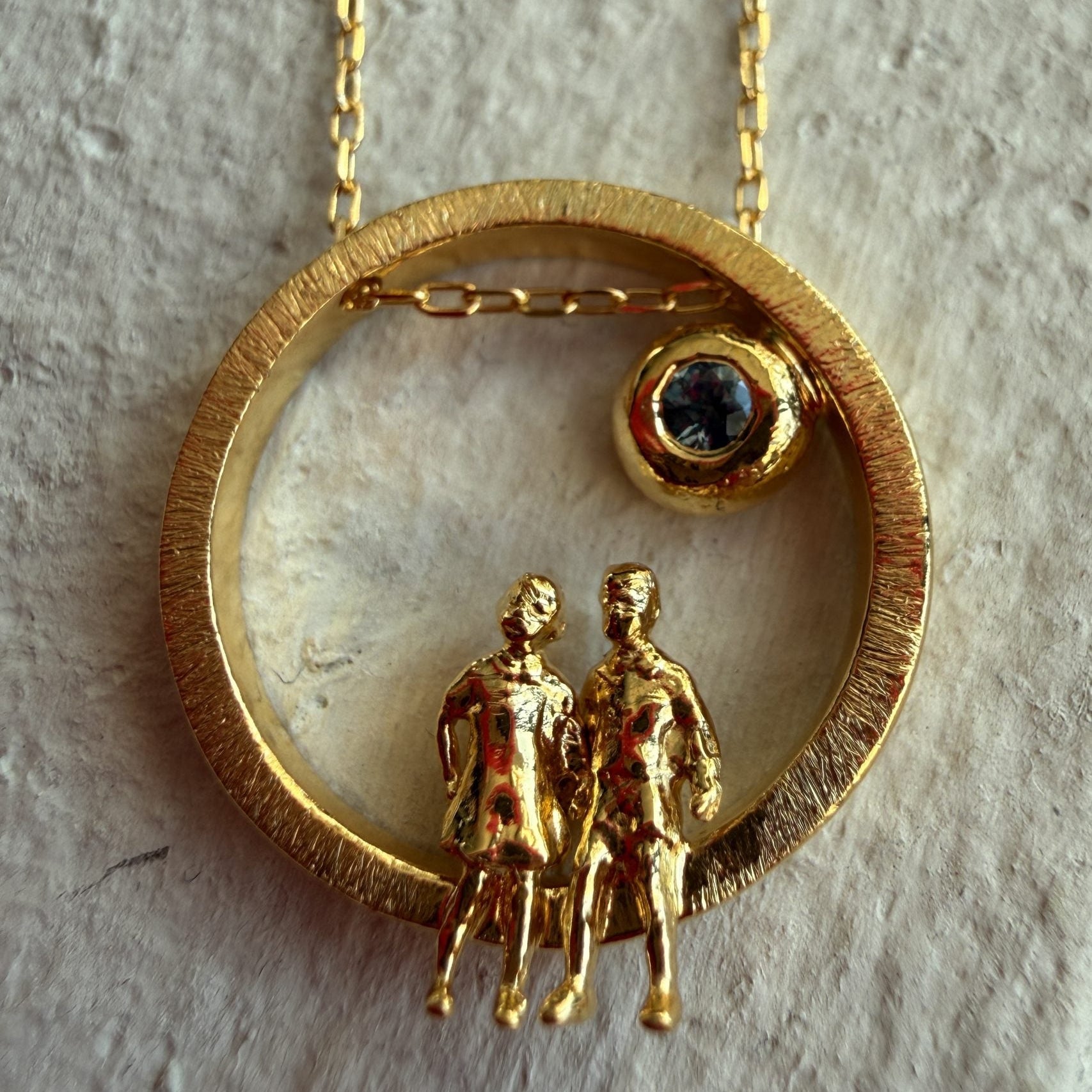Gold Plated Silver Necklace with Sapphire "All Around Us"