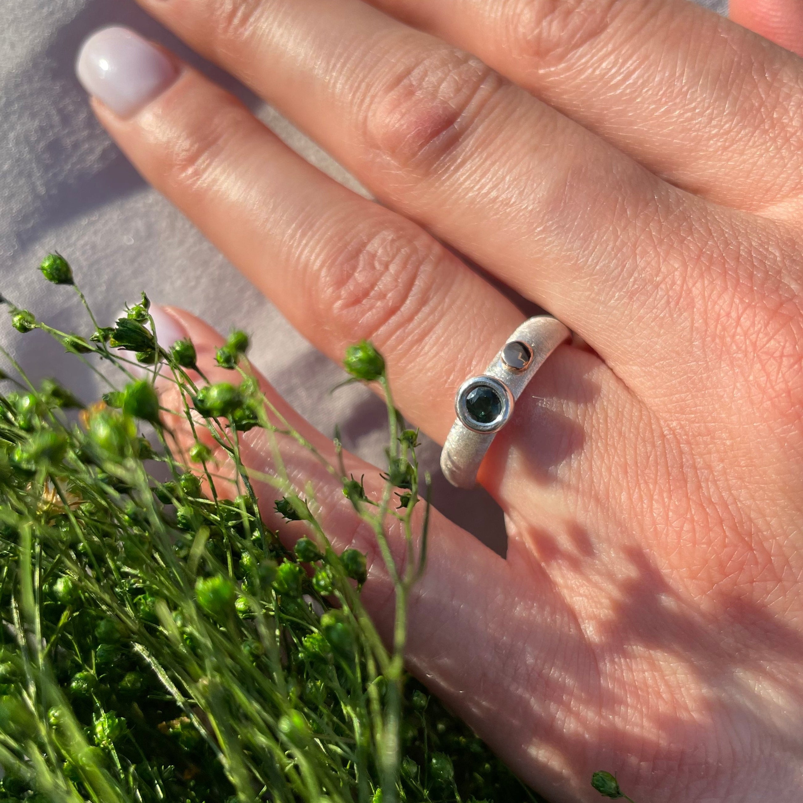 Silver Ring with Green Sapphire "Sapphire Sky"