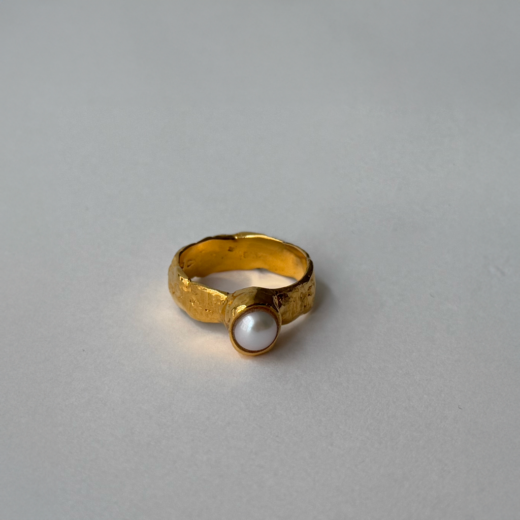 Gold Plated Silver & Pearl Ring