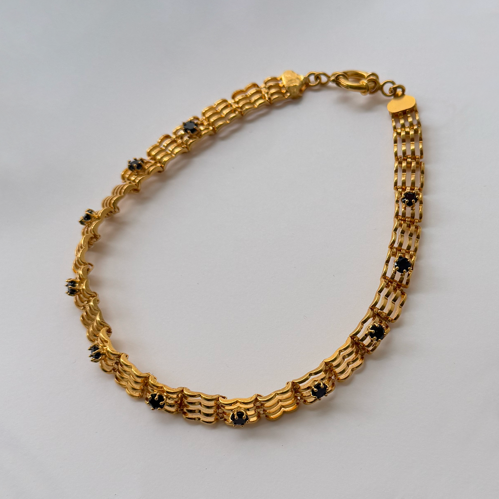 Gold Plated Silver & Blue Zirconium Necklace