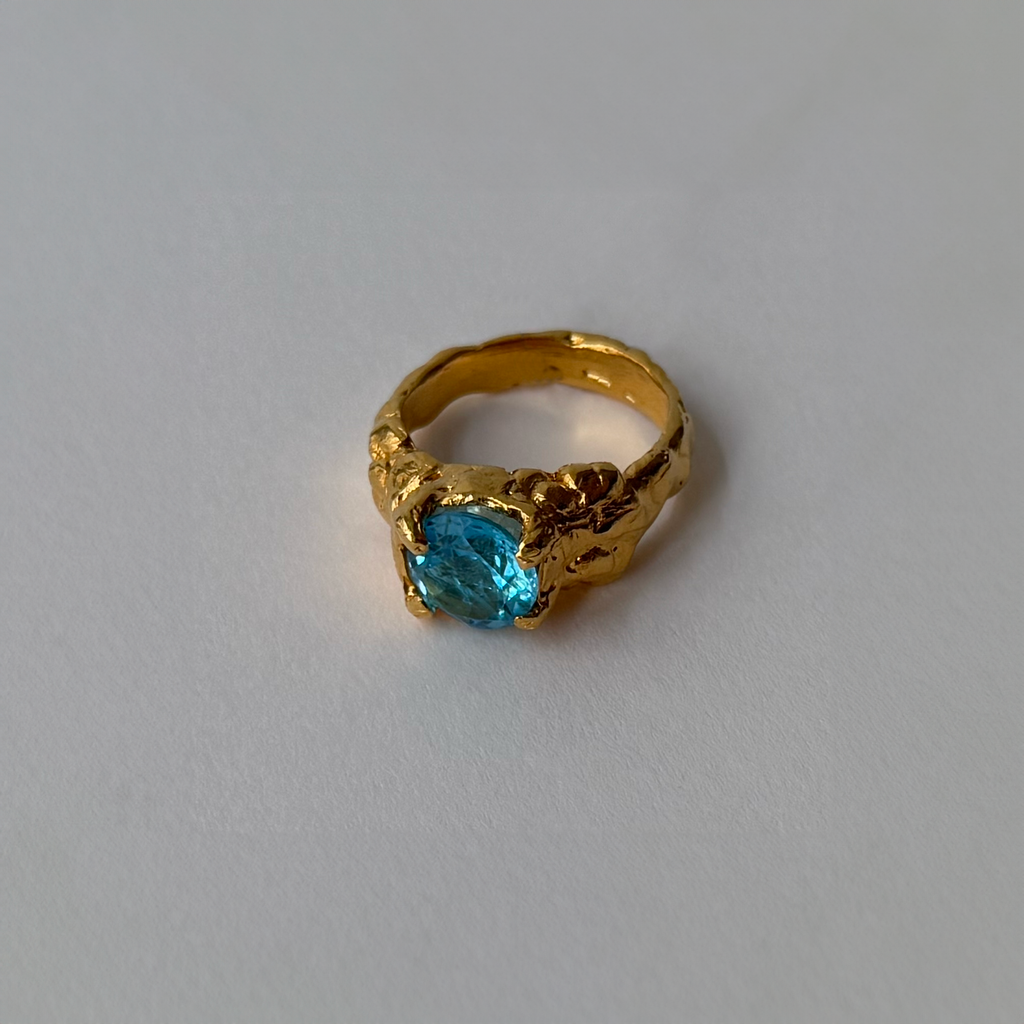 Gold Plated Silver & Topaz Ring