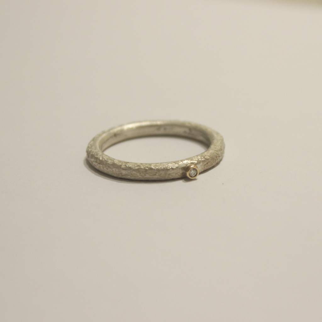 Narrow Silver Diamond Ring