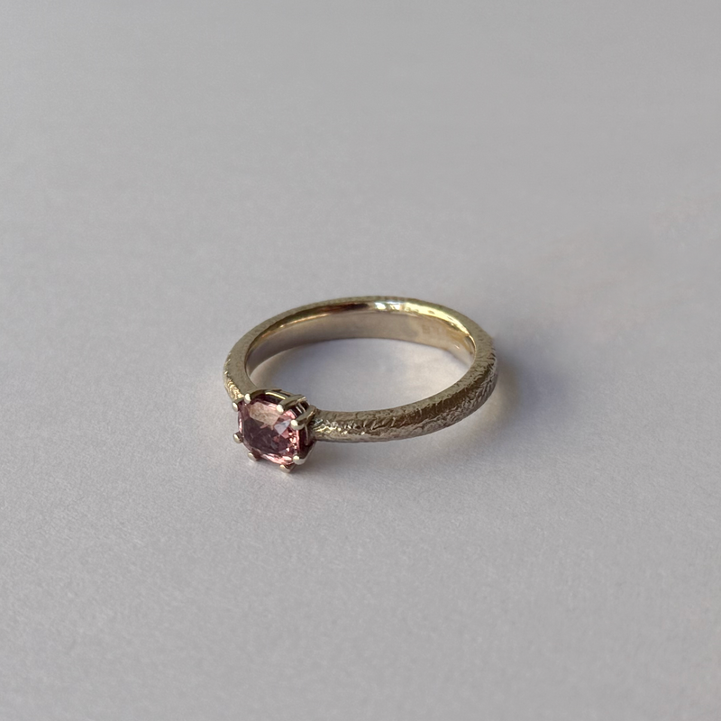White Gold Ring with Orange Sapphire