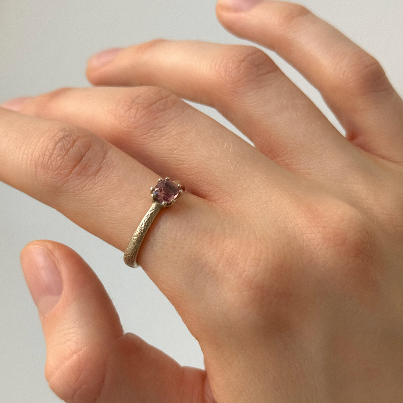 White Gold Ring with Orange Sapphire