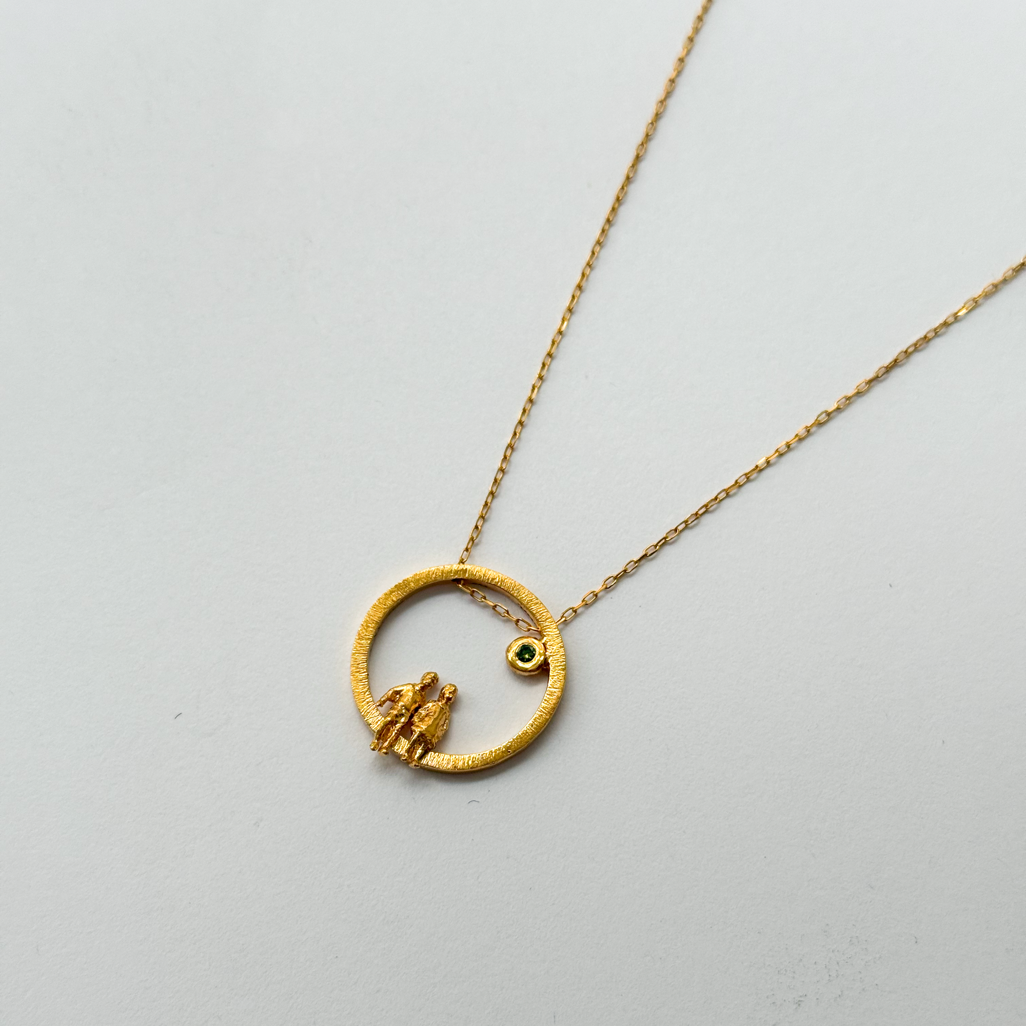 Gold Plated Silver Necklace with Diamond "All Around Us"