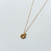 Gold Plated Silver Necklace "Coral Circle Radiance"