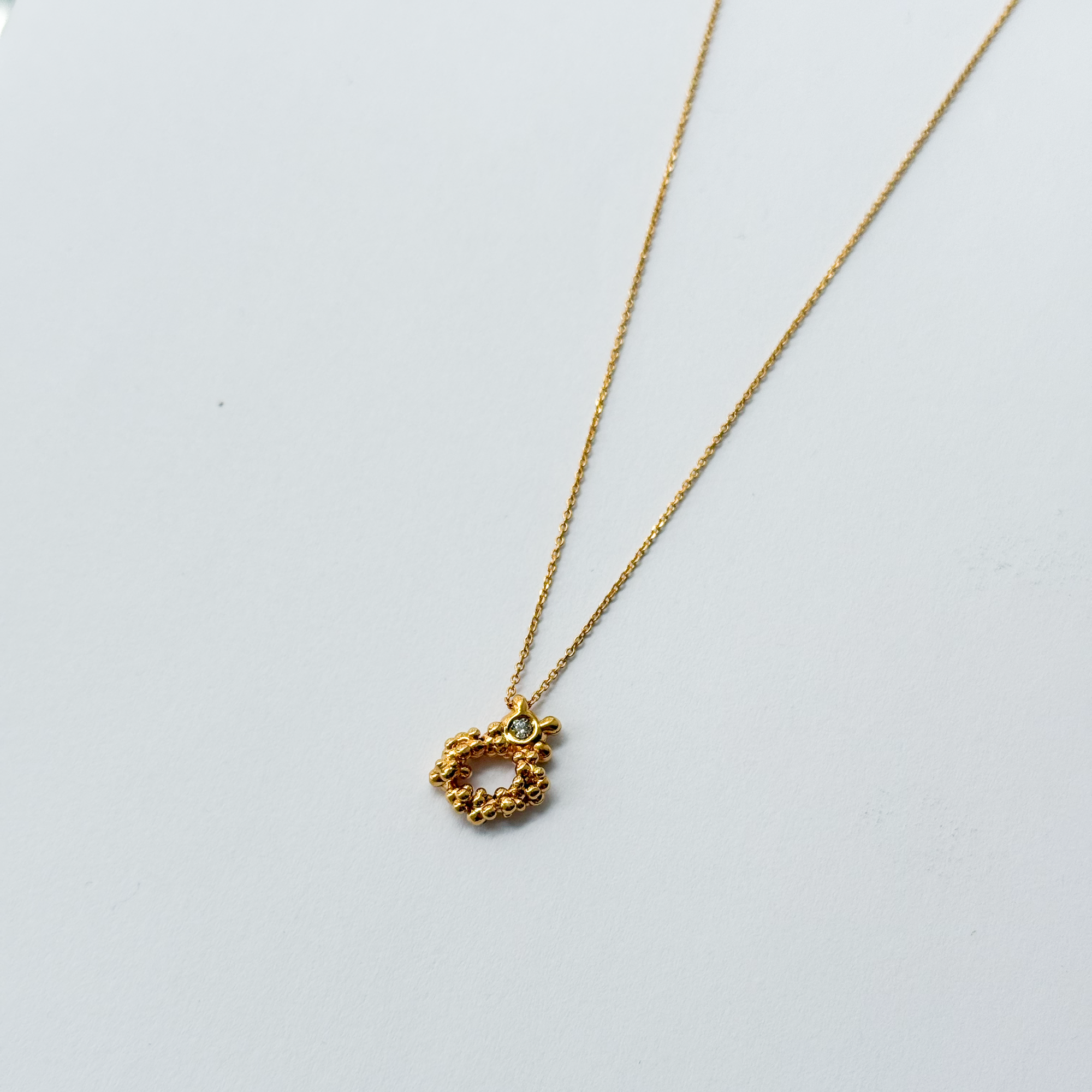 Gold Plated Silver Necklace "Coral Circle Radiance"