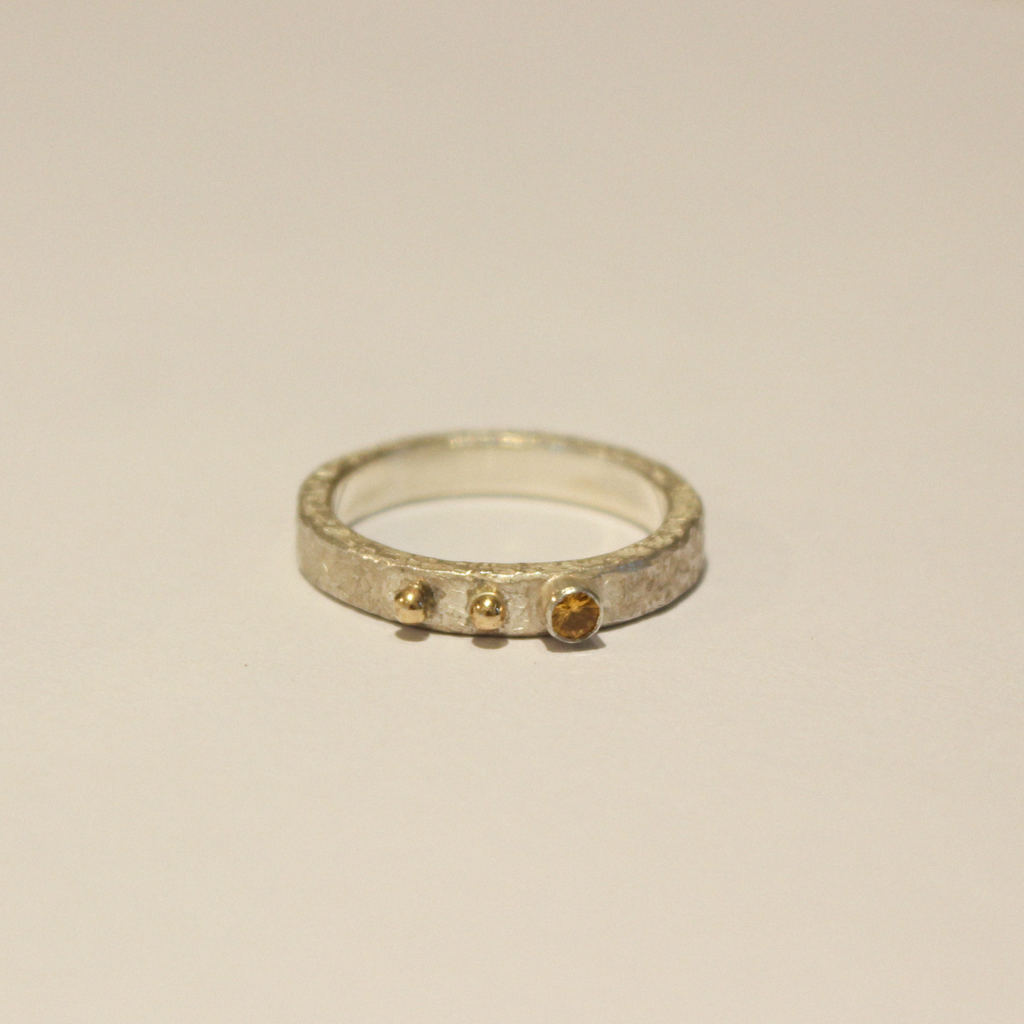 Silver & Yellow Sapphire Ring