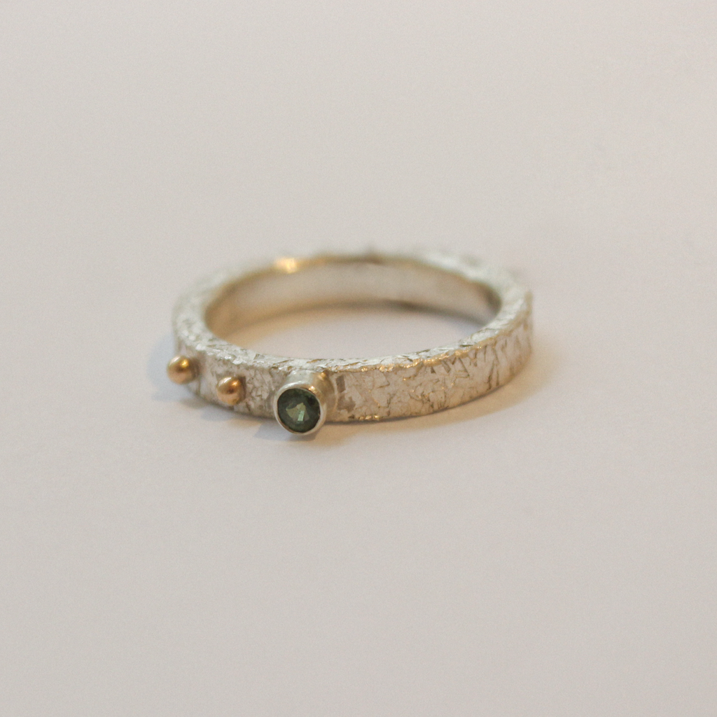 Silver & Green Sapphire Ring