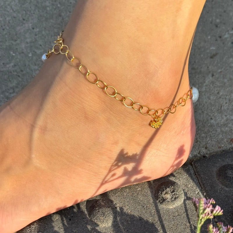 Silver Bracelet / Anklet with Pearl "Locked Up"