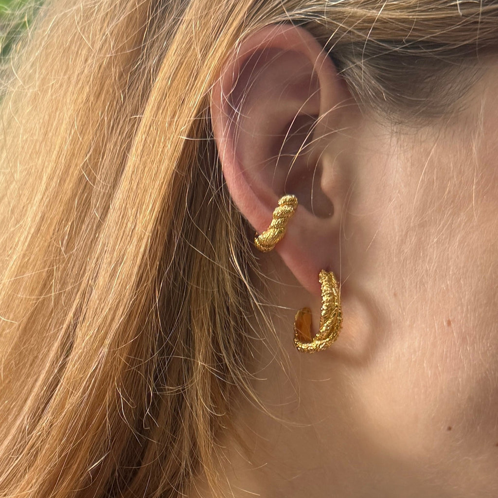 Gold Plated Silver Earrings "Twisted Coral"