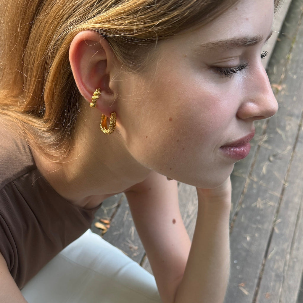 Gold Plated Silver Earrings "Twisted Coral"