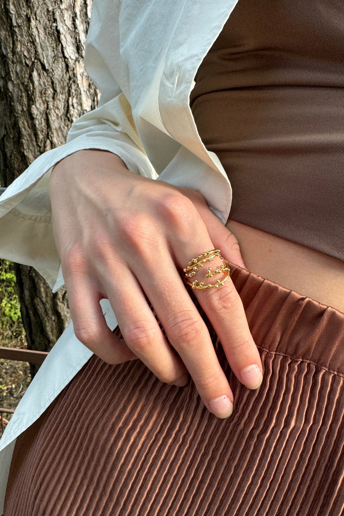 Gold Plated Silver Ring "Golden Reef"