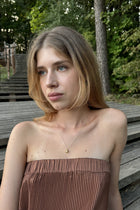 Gold Plated Silver Necklace with Akoya Pearl "Coral Shining Sun"