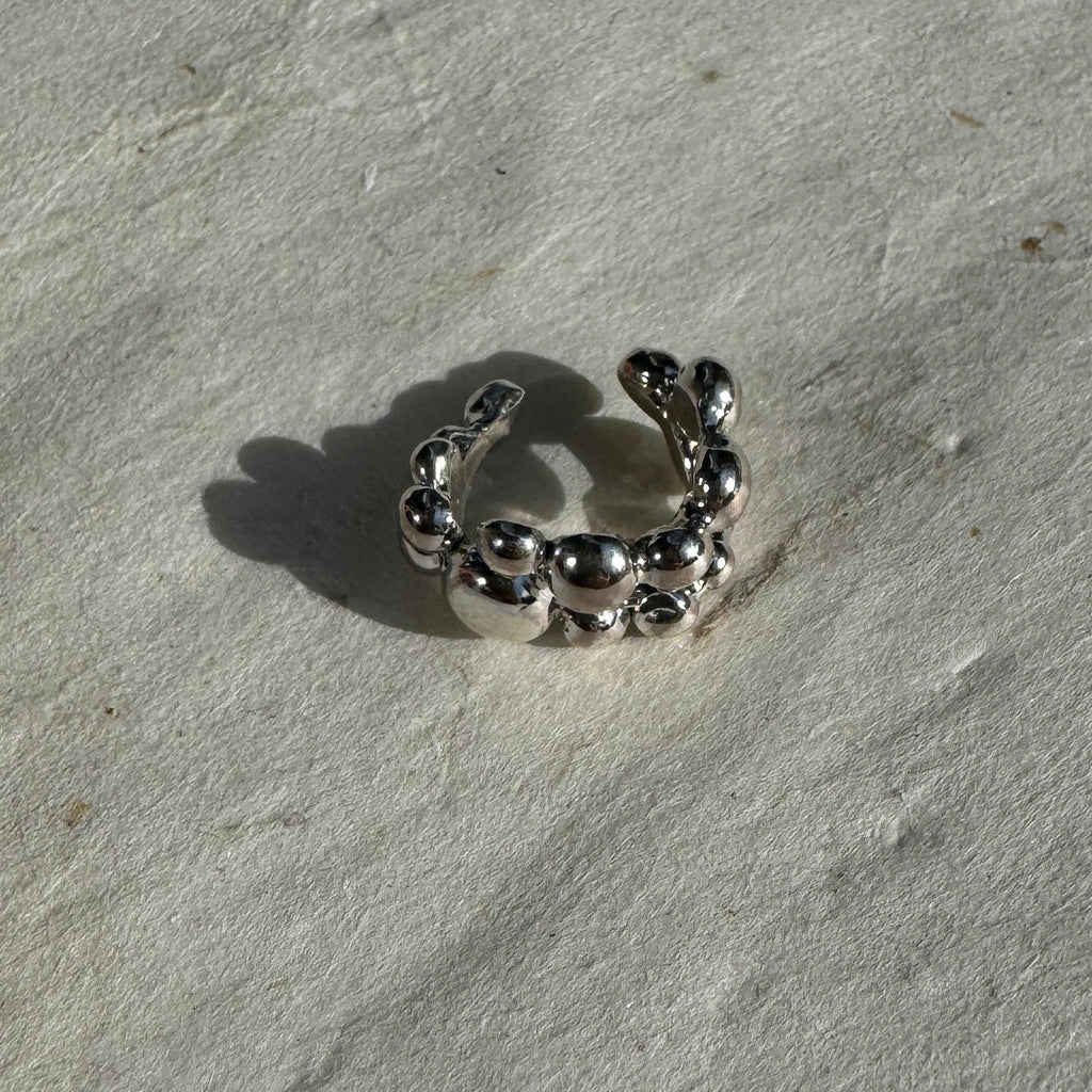 Silver Ear Cuff "Double Reef"