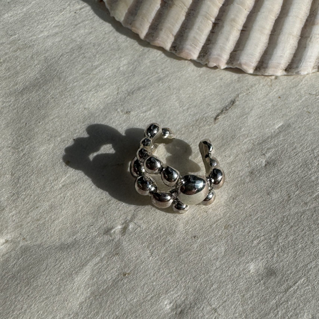 Silver Ear Cuff "Double Reef"
