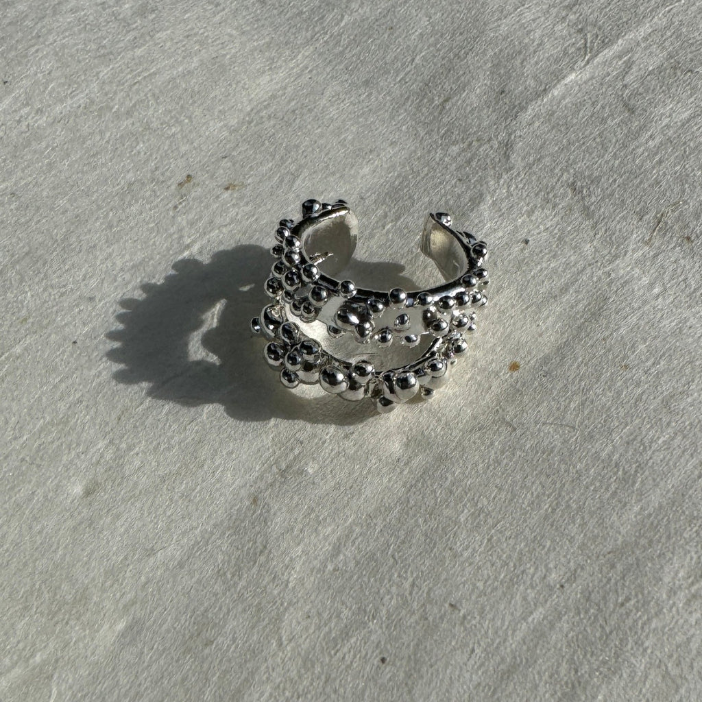 Silver Ear Cuff "Double Reef"