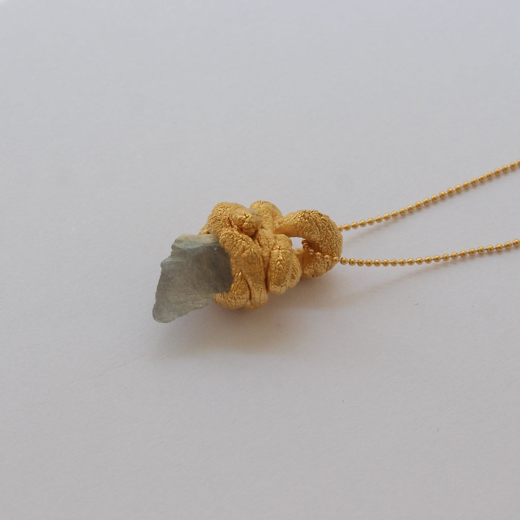 Gold Plated Silver Necklace "Labradorite Blink"