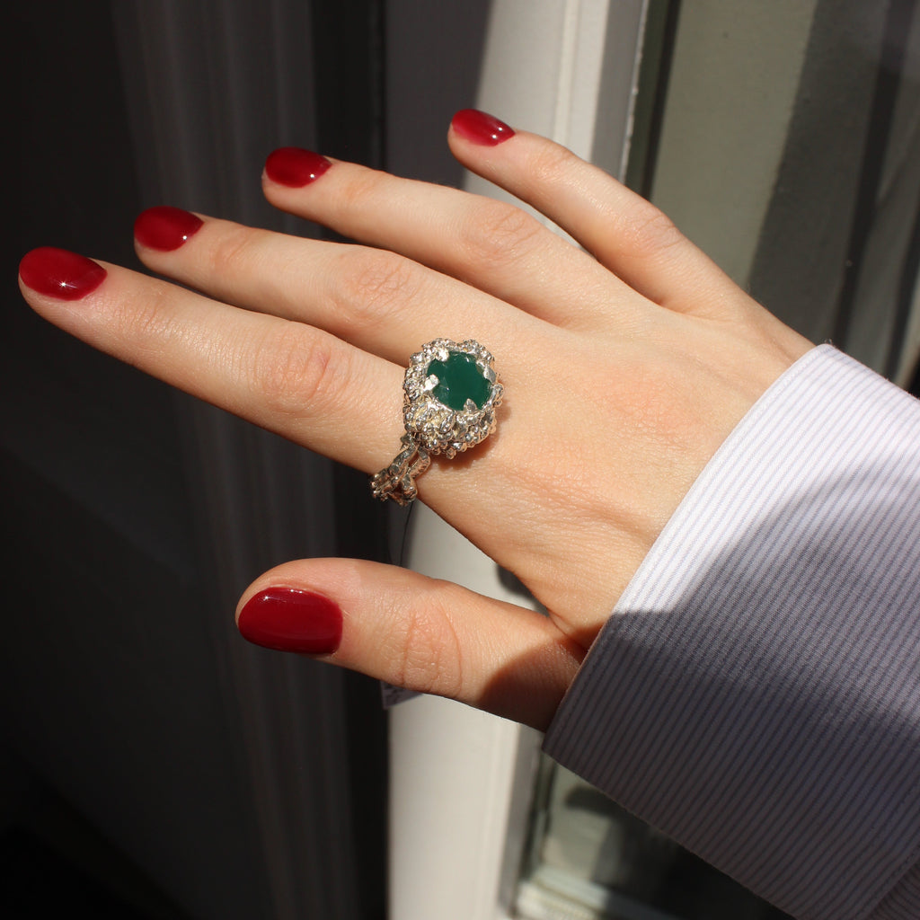 Silver & Chalcedony Ring "Mystic Meadow"