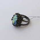 Oxidised Silver Ring with Agate "Coral Magic Lagoon"