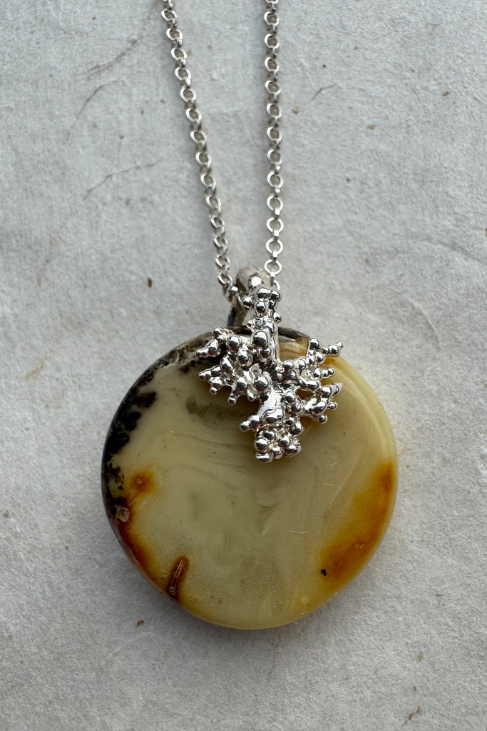 Silver Necklace with Amber "Amber Planet"