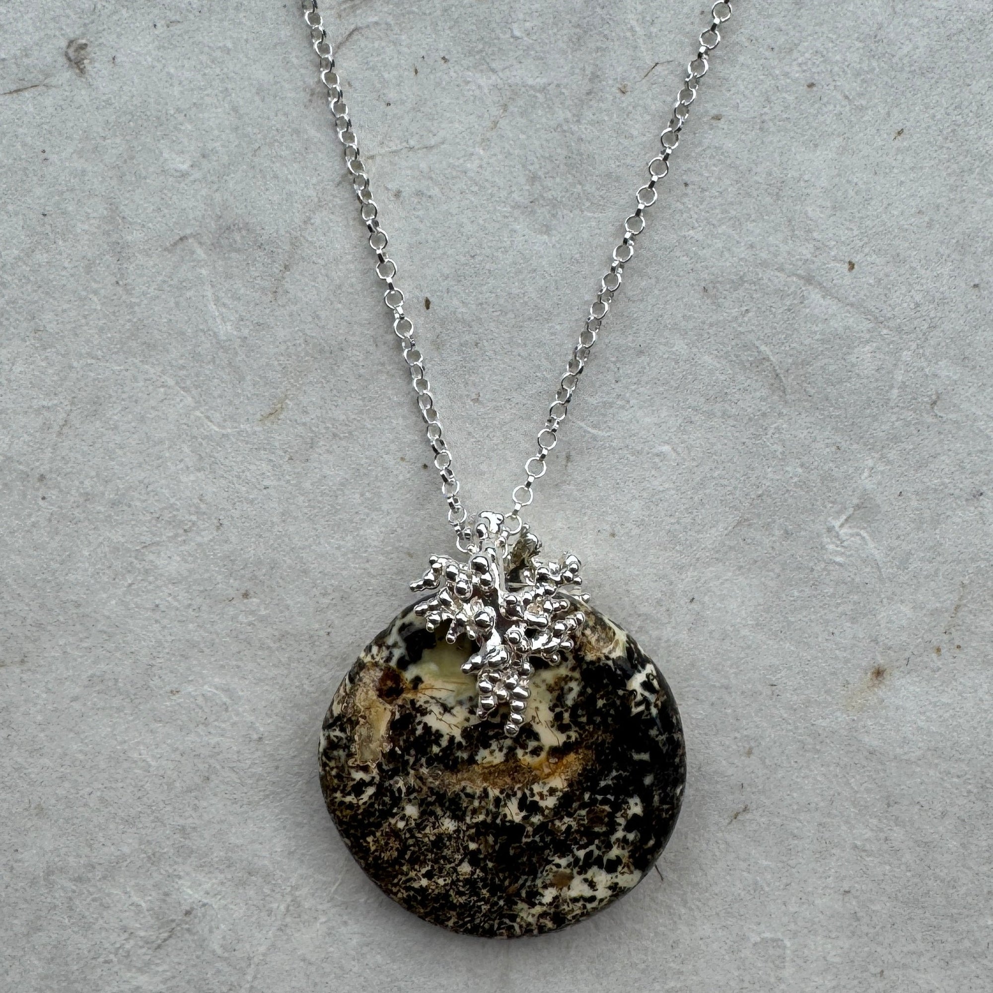 Silver Necklace with Amber "Amber Planet"