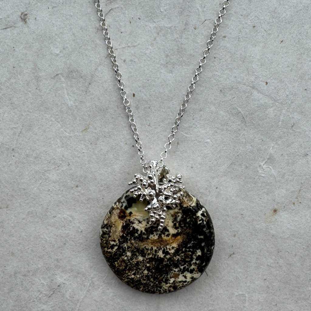 Silver Necklace with Amber "Amber Planet"