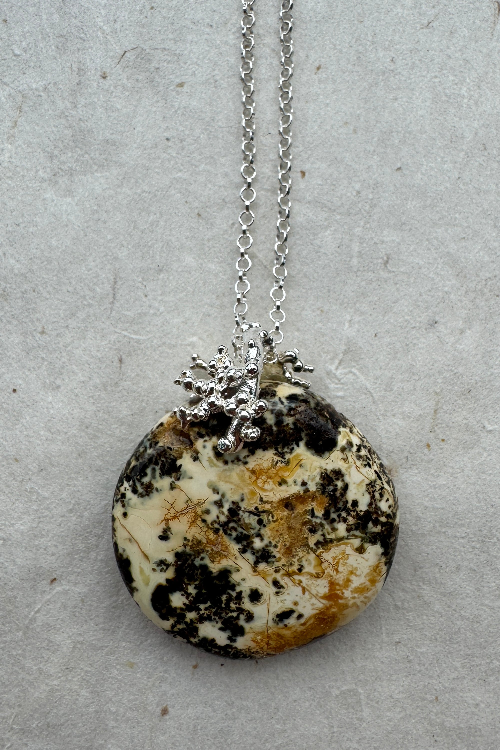 Silver Necklace with Amber "Amber Planet"