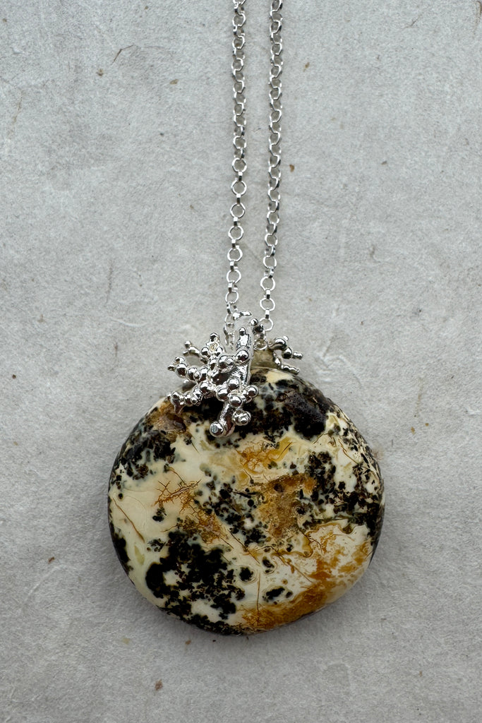 Silver Necklace with Amber "Amber Planet"