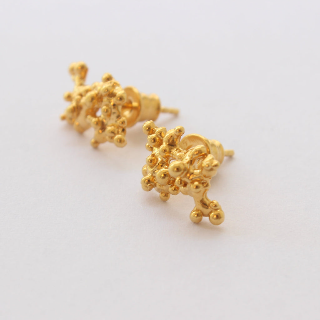 Gold Plated Silver Earrings "Coral Tree", Small