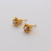 Gold Plated Silver Earrings with Pearls "Coral Reef", Small