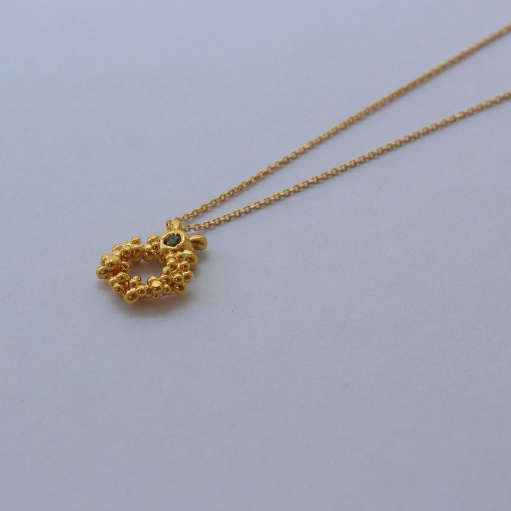 Gold Plated Silver Necklace "Coral Circle Radiance"