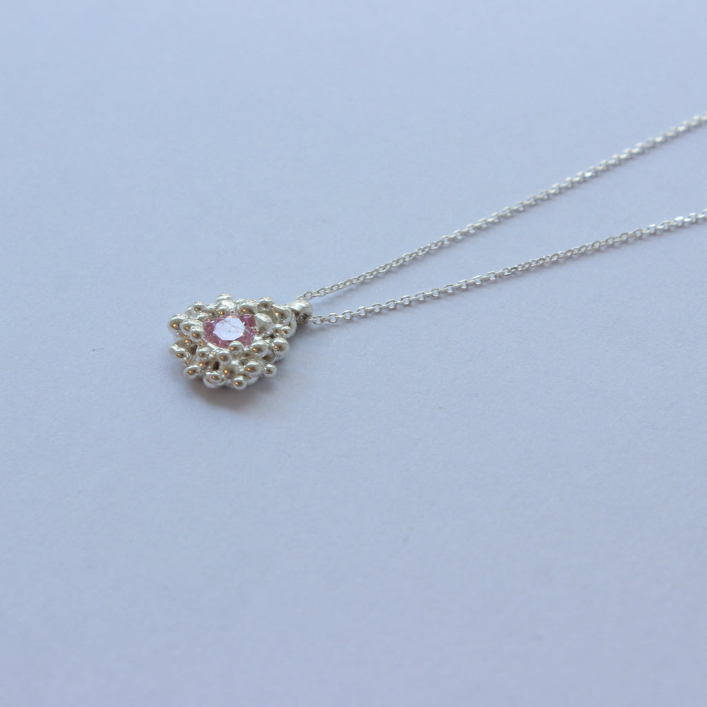 Silver Necklace "Coral Eye Radiance"