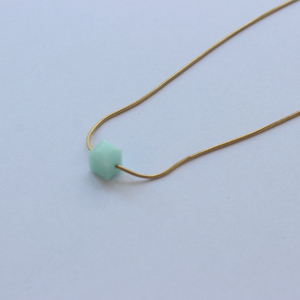 Gold Plated Silver Necklace "Aqua Box"