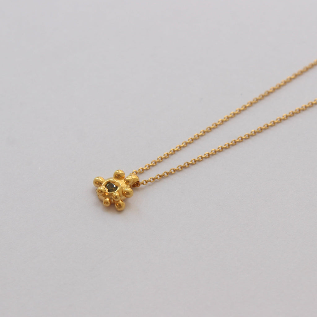 Gold Plated Silver Necklace "Coral Eye Radiance", Small