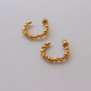 Gold Plated Silver Earrings "Coral Twisted Bubbles"