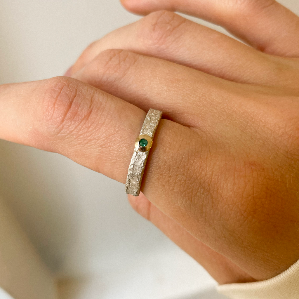 Silver & Green Sapphire Ring