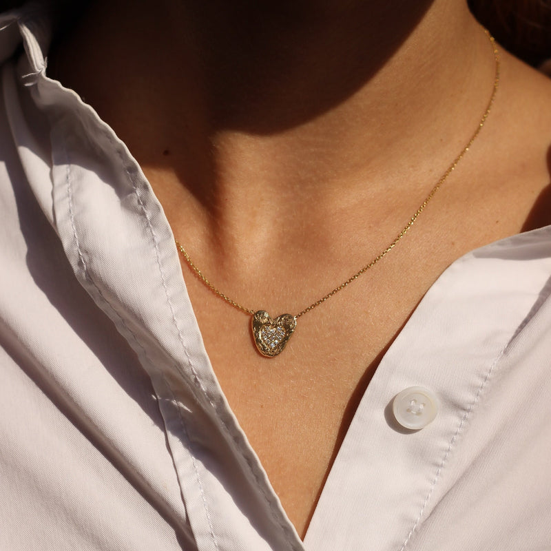 Yellow Gold Necklace with Diamonds "Heart"