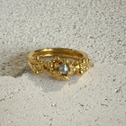 Gold Plated Silver Ring with Grey Pearl "Between the Lines"