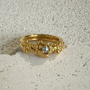 Gold Plated Silver Ring with Grey Pearl "Between the Lines"