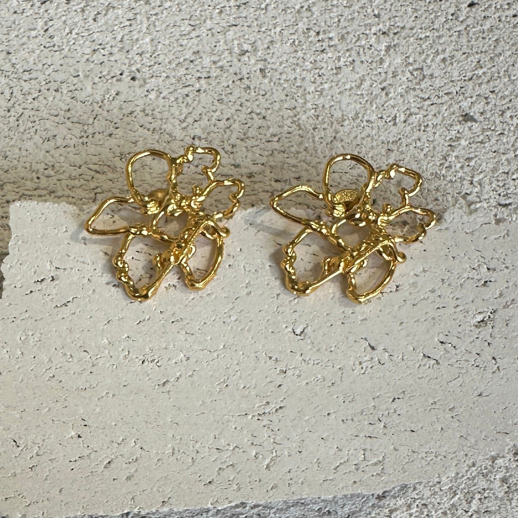 Gold Plated Silver Earrings "Floral Delight"
