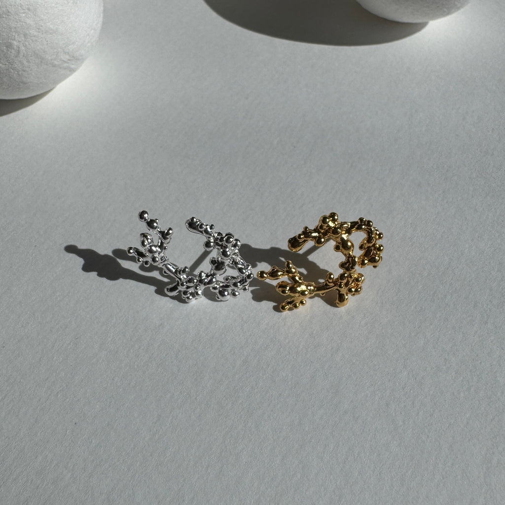 Gold Plated Silver Earrings "Coral Tree", Medium