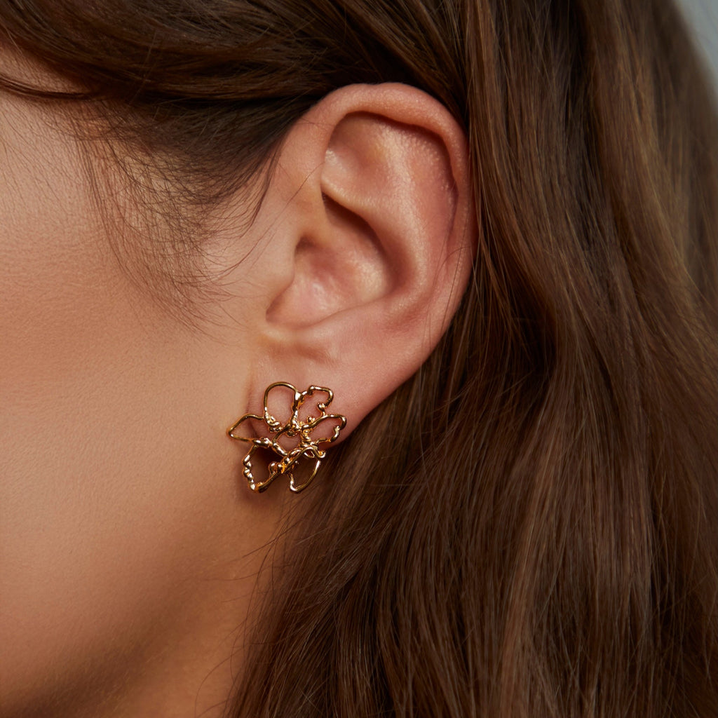Gold Plated Silver Earrings "Floral Delight"