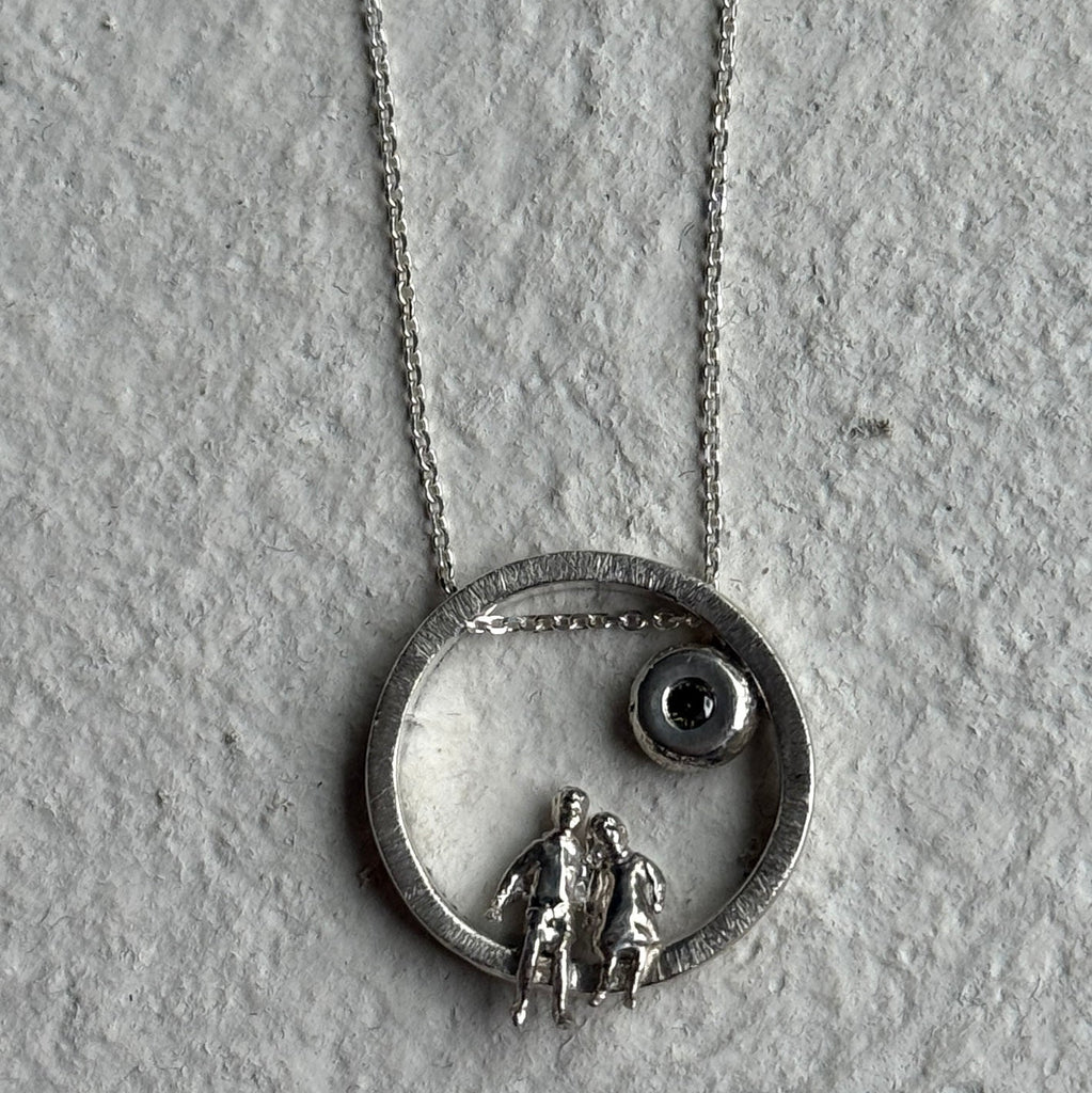 Silver Necklace with Diamond "All Around Us"
