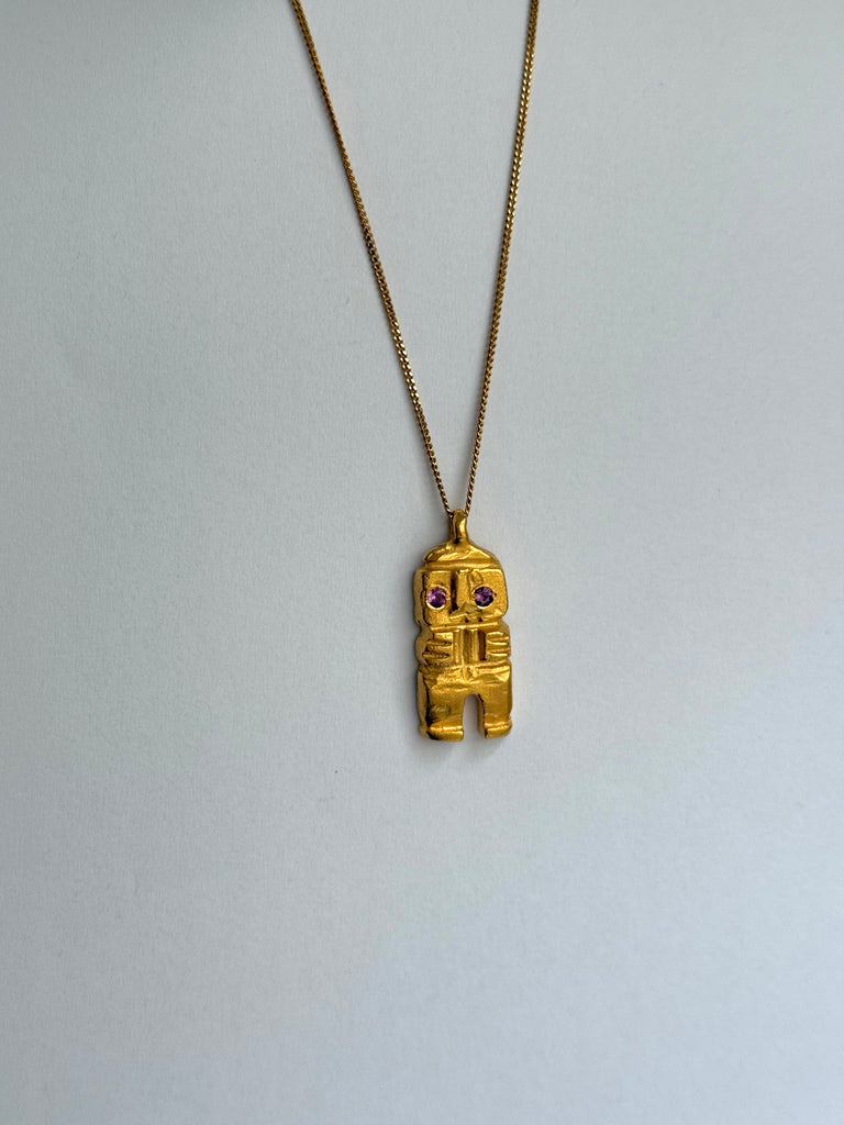 Gold Plated Necklace with Rubies "The Little Guardian"