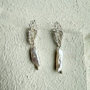 Silver Earrings with Pearls "Starlit Threads"
