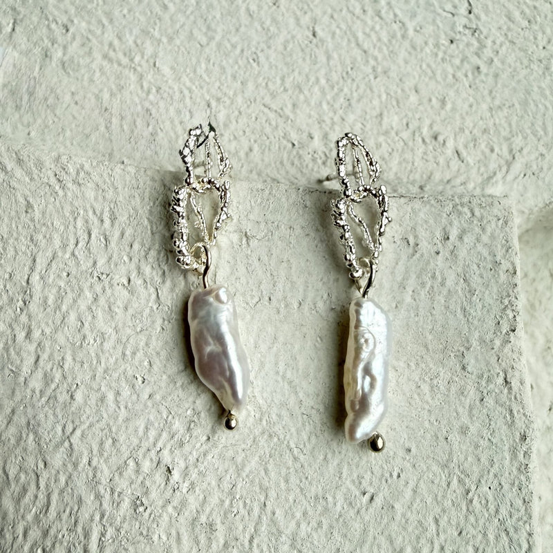 Silver Earrings with Pearls "Starlit Threads"